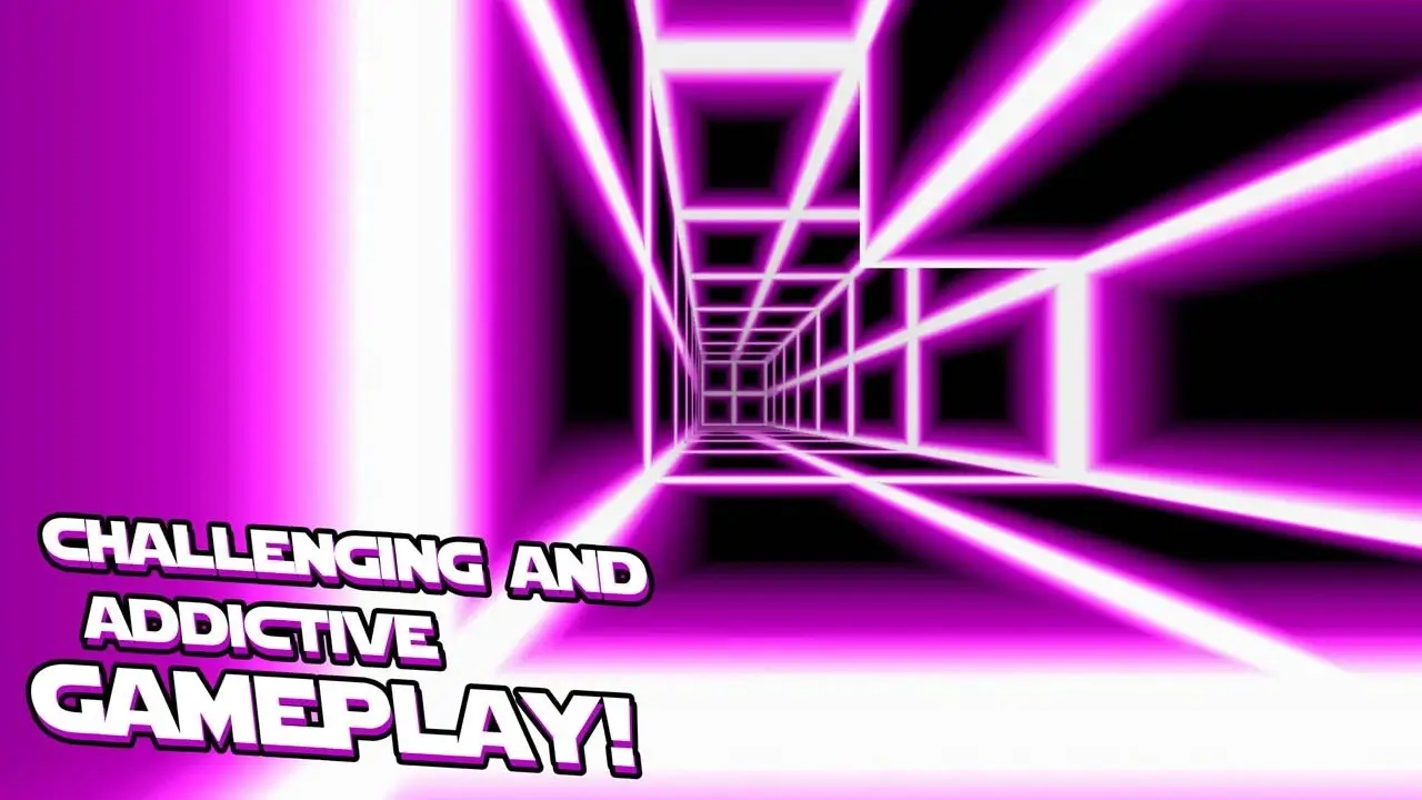 Neon tunnel with glowing obstacles from Death Run 3D Unblocked, the hardest reflex game online.