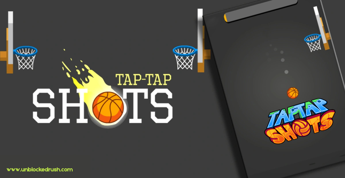 Tap Tap Shots Unblocked gameplay – basketball bouncing toward the hoop in a fast-tap arcade challenge