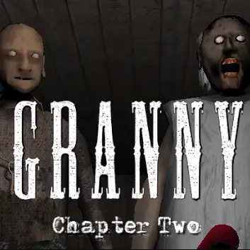 Granny 2 Unblocked game icon featuring Granny and Grandpa in a dark, eerie house setting.